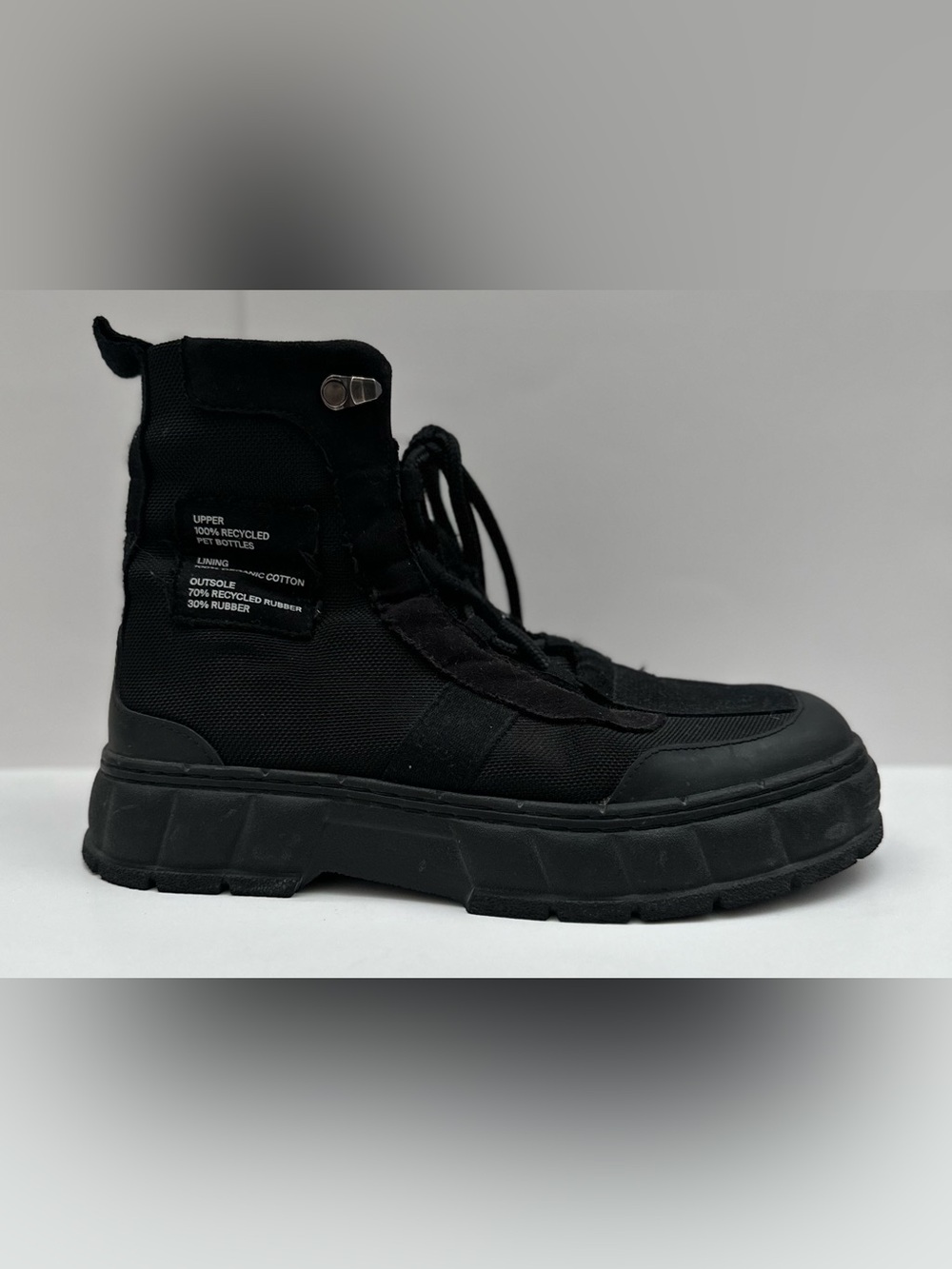 Virón 1992 Black Canvas Recycled Platform Boots EU 39 Women’s 8.5